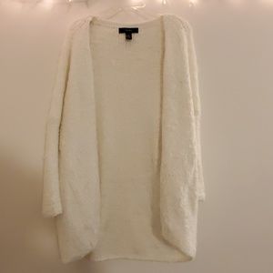 F21 white cardigan